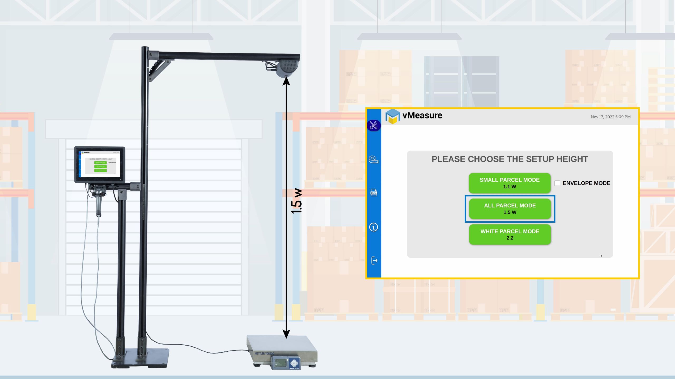 Calibrate the device in accordance with the pre-defined mount height set