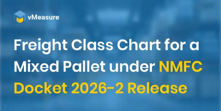 Freight Class Chart for a Mixed Pallet under NMFC Docket 2026-2 Release