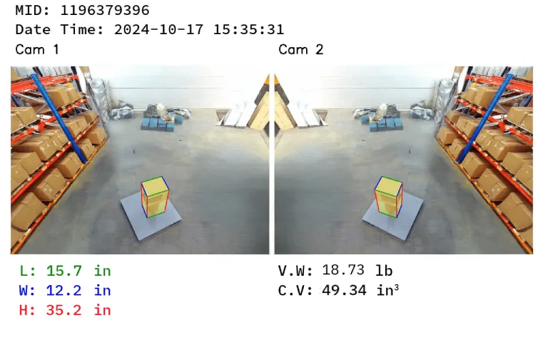 Pallet dimensioner Annoted images