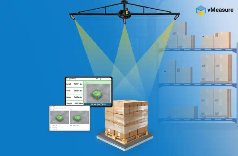 vMeasure freight dimensioning system integrated with floor scale