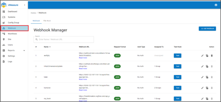 webhook tab